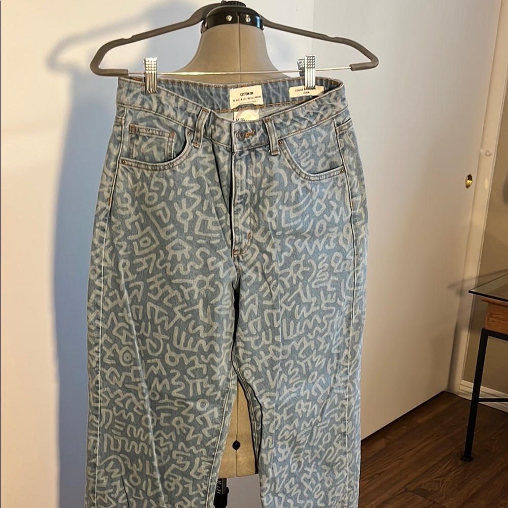 Cotton On Blue Patterned Flare Jeans